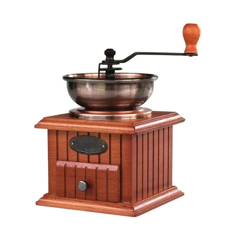 Классическая Ретро деревянная ручная кофемолка ручная коленчатая керамическая кофейная зерновая шлифовальная кухонная машина инструменты