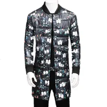 Новое поступление, зимняя Стильная мужская одежда с хлопковой подкладкой, модная куртка с принтом для отдыха, пальто, Мужское пальто с цветами, M-4XL