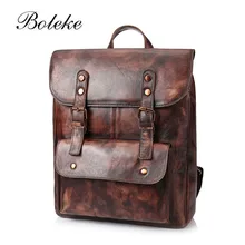 Фирменный дизайн мужской рюкзак из натуральной кожи винтажная Мужская щетка ручной работы цвет растительного дубления кожаный рюкзак 1002