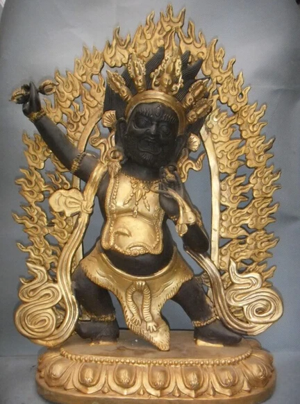 

JP S61 20"Tibet Tietan Bronze Gilt Vajrapani Secret King Chana Dorje Buddha Statue