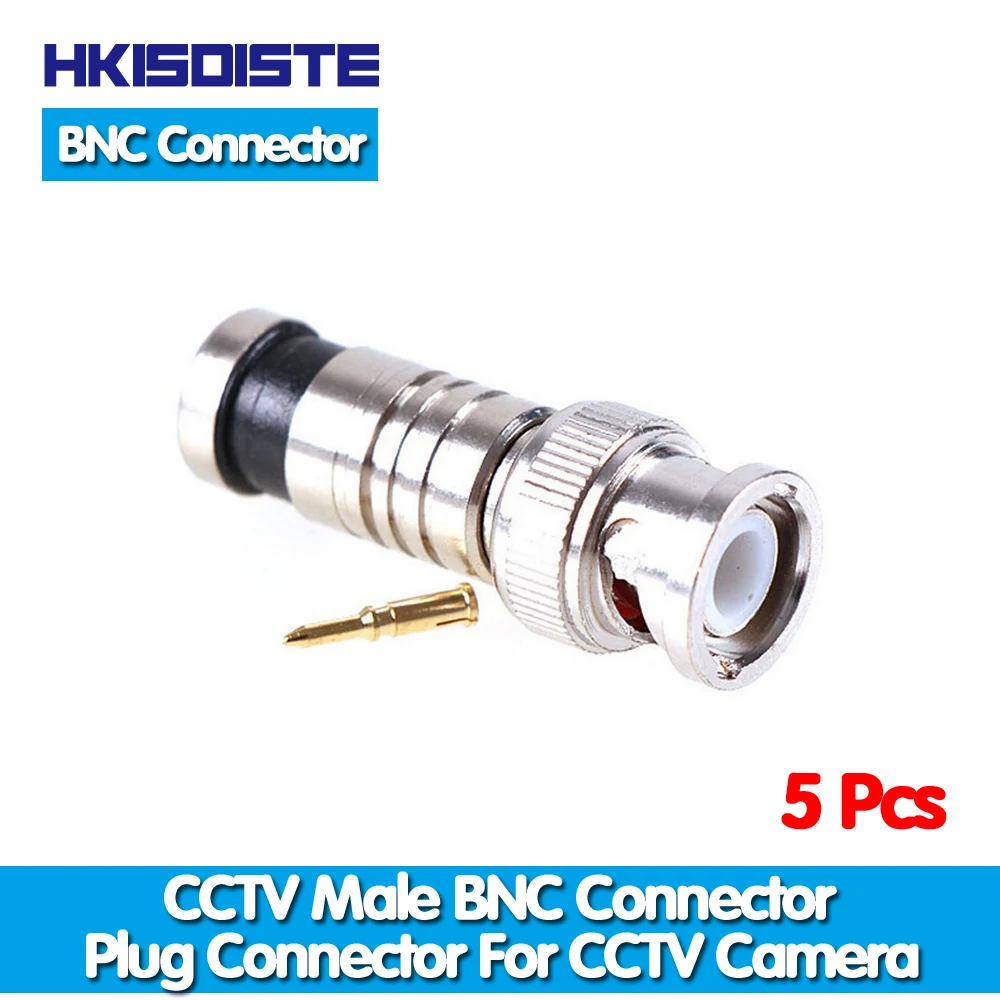 HKIXDISTE горячая Распродажа, 5 шт./лот BNC разъем BNC для RG59 мужской Comprassion коаксиальный разъем, бесплатная доставка