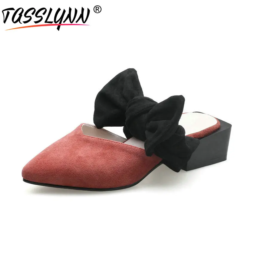 

TASSLYNN 2018 Women Pumps Shoes Sweet Style Pointed Toe Lace Up Low Heels Square Heels Women Pumps Slingback Shoes Size 34-39