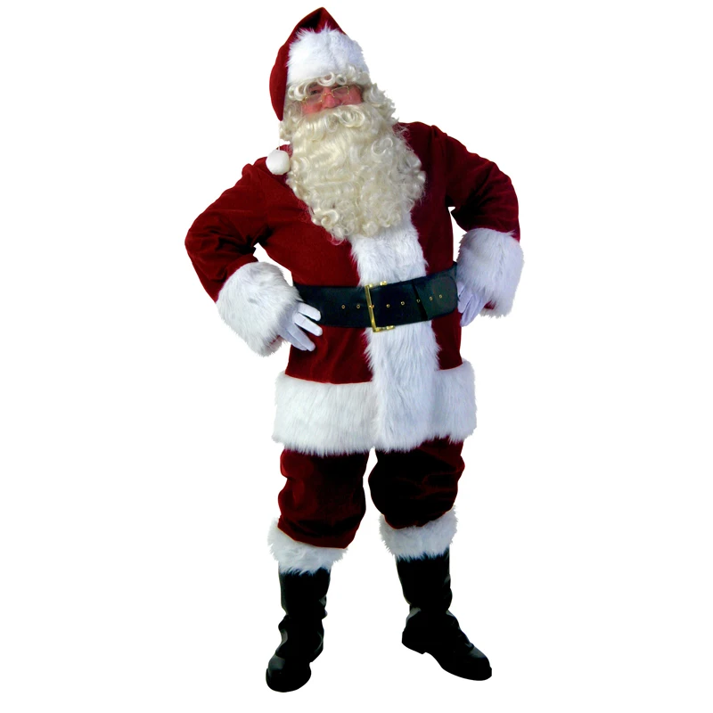 

2017 Premiere Deluxe Adult Red Santa Claus Costume High Quality Velvet Men Christmas Cosplay
