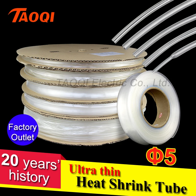 

5MM Ultra thin Transparent Clear Heat Shrink Tube Shrinkable Cable Tubing Insulation Sleeving Wrap Wire kits wholesale price