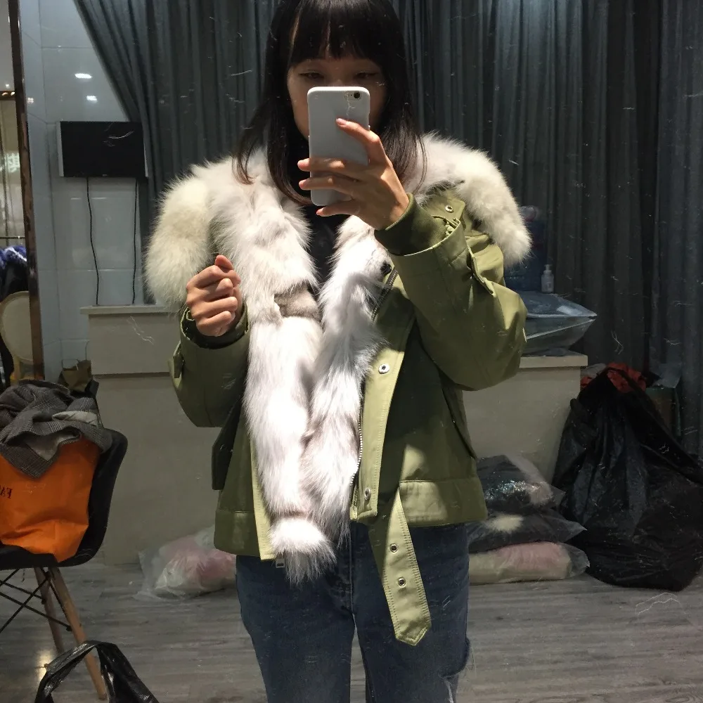 

SQXR FUR 100% Natural fox Fur Coats with big fox Fur hat and real fox fur lining