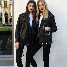 Абсолютно новая женская Свободная куртка из натуральной кожи. Модная женская куртка из овчины, мягкая кожаная куртка, Большие европейские размеры, распродажа