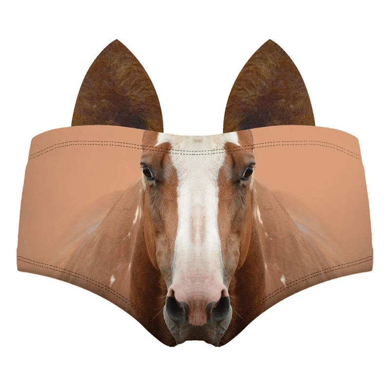 

Reddish Brown Horse 3D Cute Print Ears Women Underwear Interesting Panties For Lady Hot Sexy Female Lingerie Thongs Briefs