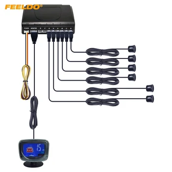 

FEELDO 1Set 6-Sensors Rear/Front Car LCD Monitor Display Parking Sensor Reverse Backup Radar Kit #CT2820
