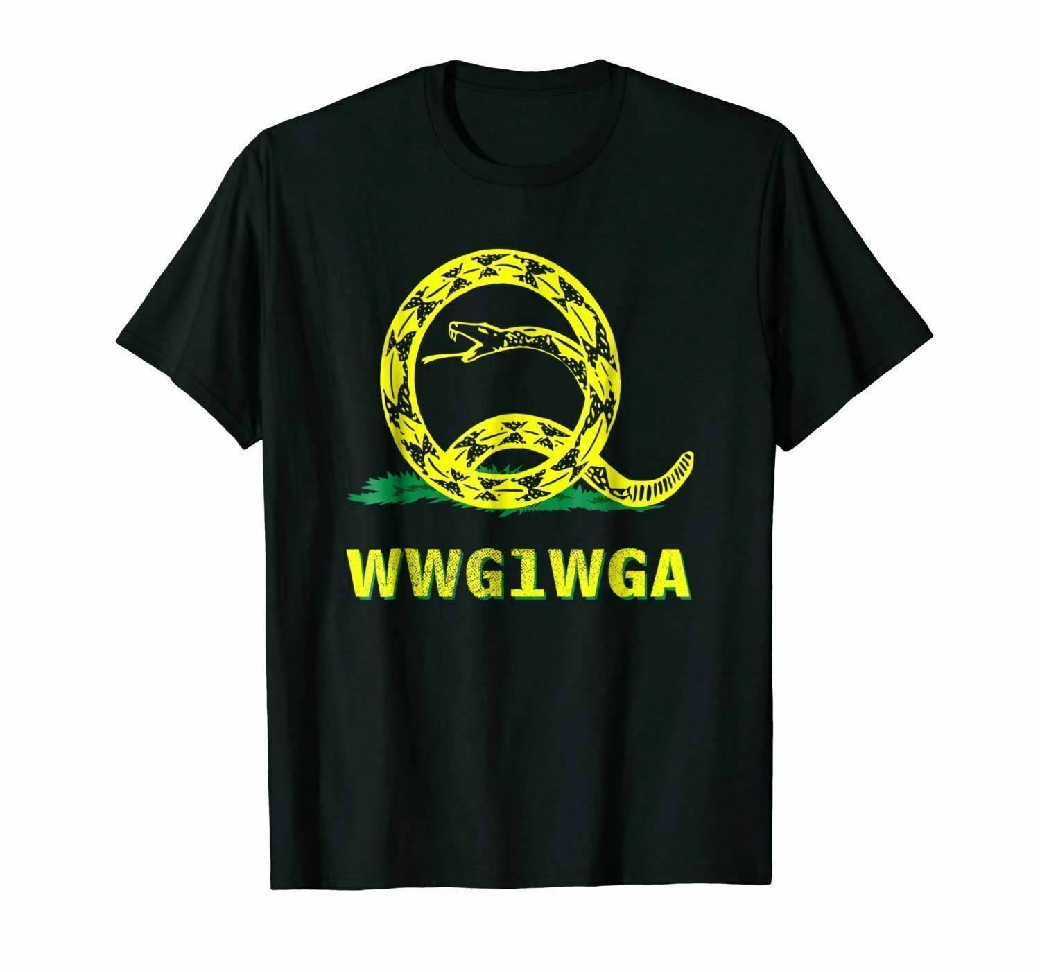 

QAnon WWG1WGA Snake Q Black T-Shirt Men's Cool Casual Fashion O-Neck Tshirt Clothing S-3XL