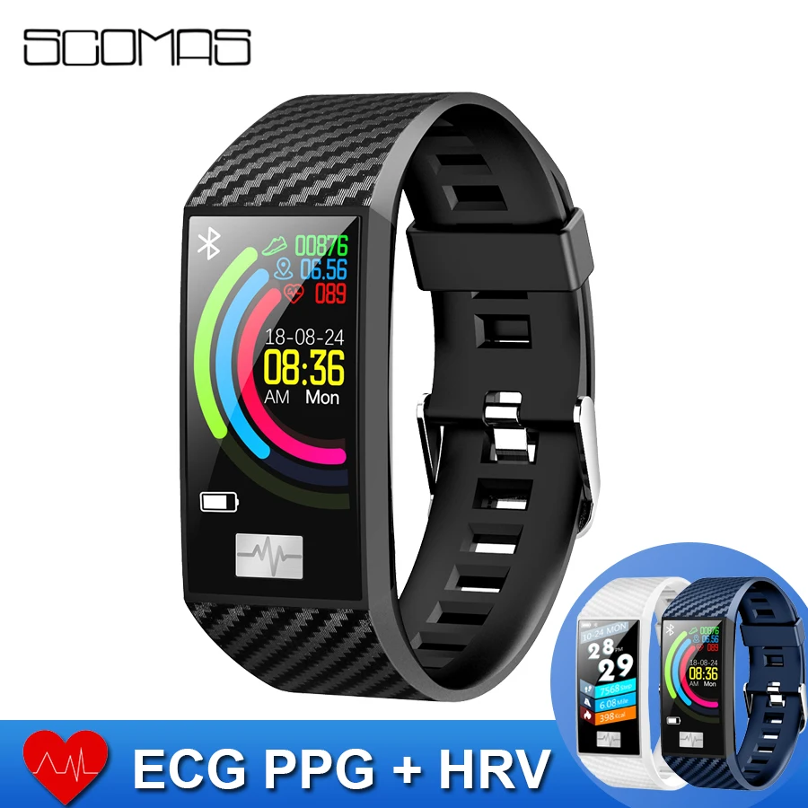 

SCOMAS ST58 Smart Bracelet 1.14"IPS Heart Rate ECG Blood Pressure Monitor Fitness Tracker Wrisatband IP67 Waterproof Smart Band