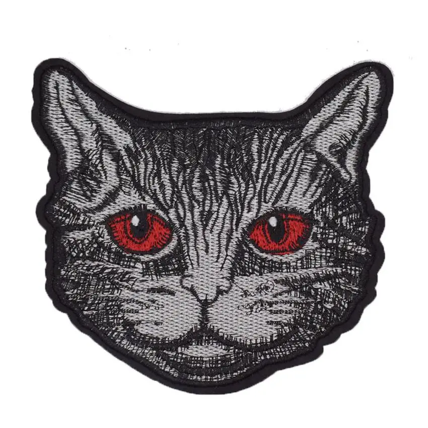 

1PC Big Cat with Red Eyes Color Animal Patch DIY Iron or Sew On Patches For Clothes Applique Clothing Decoration