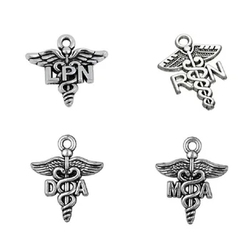 

50PCS Wings Snake DA&MA&RN&LPN Profession Medical Assistant Sign Pendant Accessories For Bracelet&Necklace DIY Handmade Jewelry