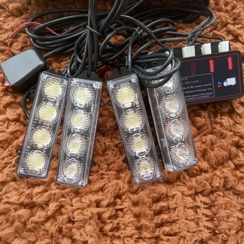 

4x 4 Led Car Motorcycle Truck daytime running light 12v strobe Led Fog lamp Police Emergency warning flash Caution Viper Signals