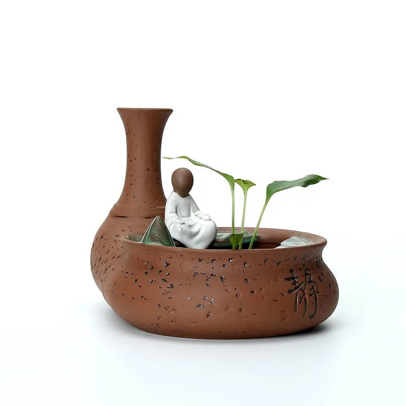 Handmade Small Monk Incense Cones Holder Little Buddha Ceramic Backflow