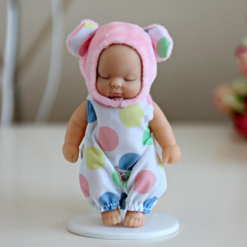 Детские куклы Плюшевые Bjd bebe Кукла реборн брелок игрушка для детей девочки Рождественский подарок из ПВХ дети Новорожденные игрушки суставы могут двигаться 12 см - Цвет: Черный