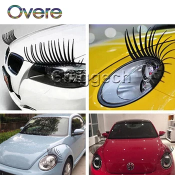 

Overe 1Pair 3D Car Headlight Fake Eye Lash Stickers For Renault Megane 3 Duster Captur Chevrolet Cruze Aveo Captiva