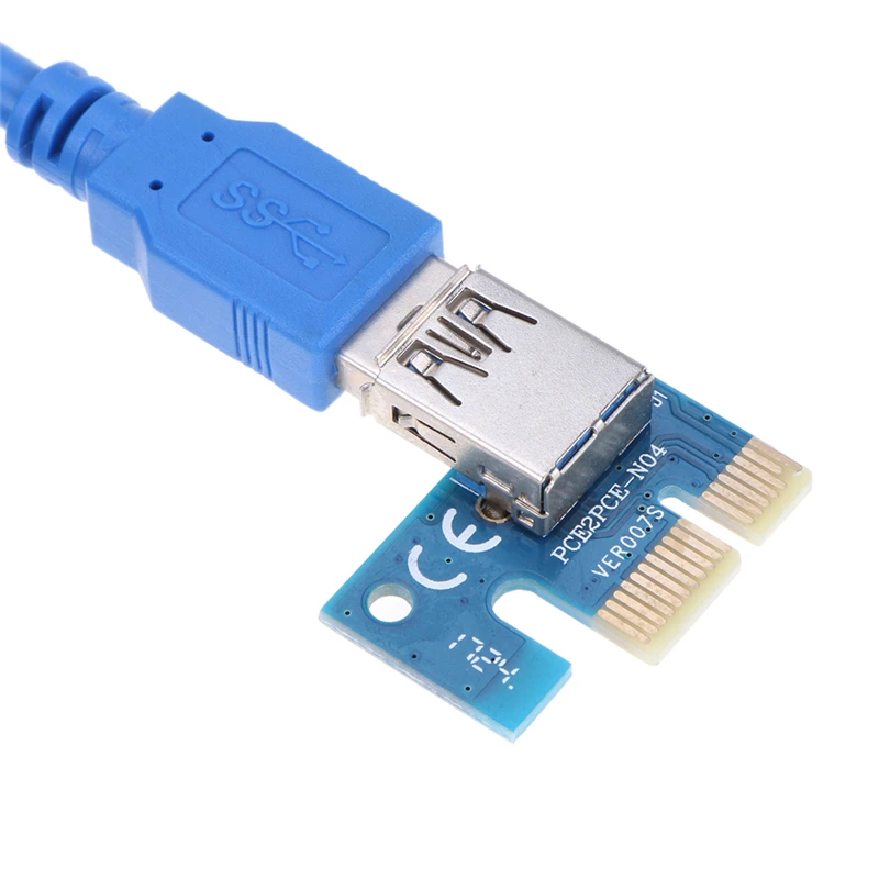 PCI-E 1x to 16x Mining Machine Enhanced Extender Riser Card Adapter with 60cm USB 3.0 & SATA 4pin IDE molex Power Cable