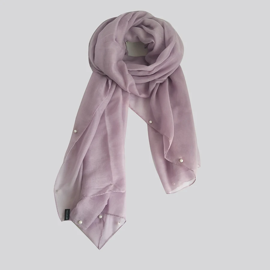 

Women Head Wrap Turban Solid Scarf Muslim Hijab Scarf Head Wrap Scarves With Pearl Chiffon Silk Shawl Jersey Wholesale WN098