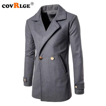 

Covrlge Men Trench Coat 2018 Solid Long Mens Woolen Jacket Winter Fashion Windbreaker Korean Clothing Brands Overcoat MWF007