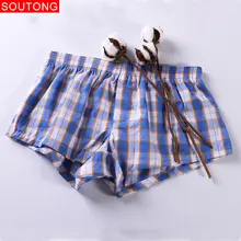 Soutong, мужские боксеры, хлопковые, мягкие, в клетку, с принтом, свободные, домашние трусы, Calzoncillo Hombre, мужское нижнее белье, шорты, мужские трусы для сна