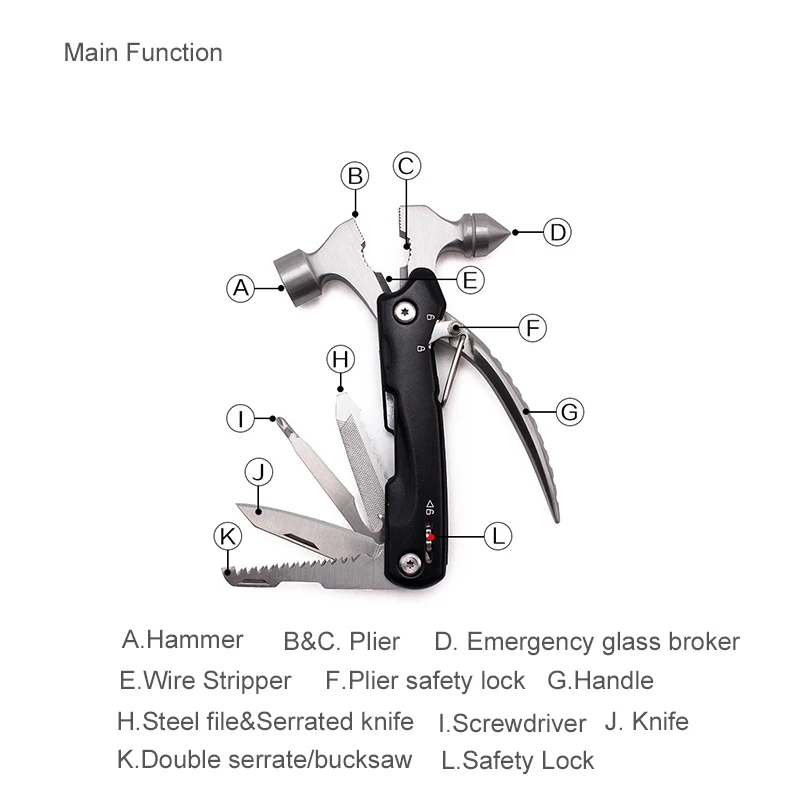 GHIXACTO Multifunction Swiss Folding Knife Plier Car Safety Hammer Glass Breaker Life-saving Escape Hammer Survival Knife Tool GHIXACTO Multifunction Swiss Folding Knife Plier Car Safety Hammer Glass Breaker Life-saving Escape Hammer Survival Knife Tool