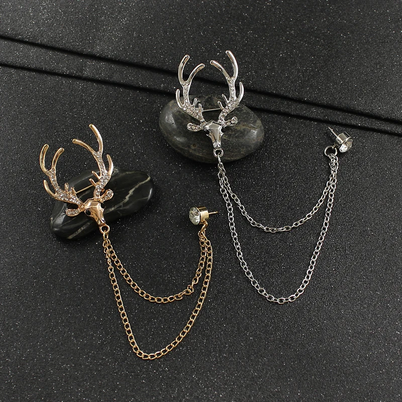 

Christmas fashion deer-shaped Enamel Brooch Western Christmas animal elk antler pin men's suit charm fashion jewelry
