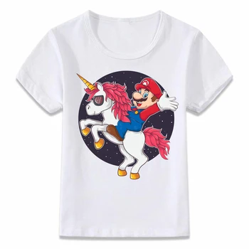 

Kids Clothes T Shirt Mario Riding A Unicorn T-shirt for Boys and Girls Toddler Shirts Tee oal301