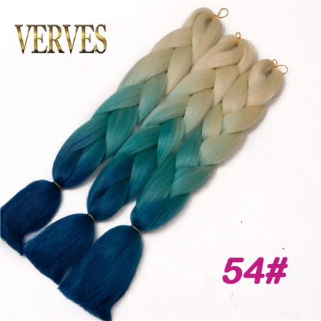 # Фиолетовый VERVES, Омбре, плетение волос, 100 г/шт., 24 дюйма, 1 шт., синтетический, три, два тона, тепловое волокно, вязанное крючком, огромные косы, наращивание волос - Цвет: # Фиолетовый