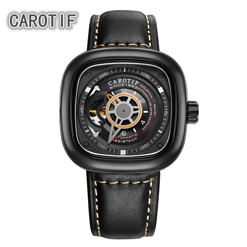 

Top Brand CAROTIF Auto Mechanical Mens Watches Montre Homme Luxury Leather Business Watch Men erkek kol saati Relogio Masculino