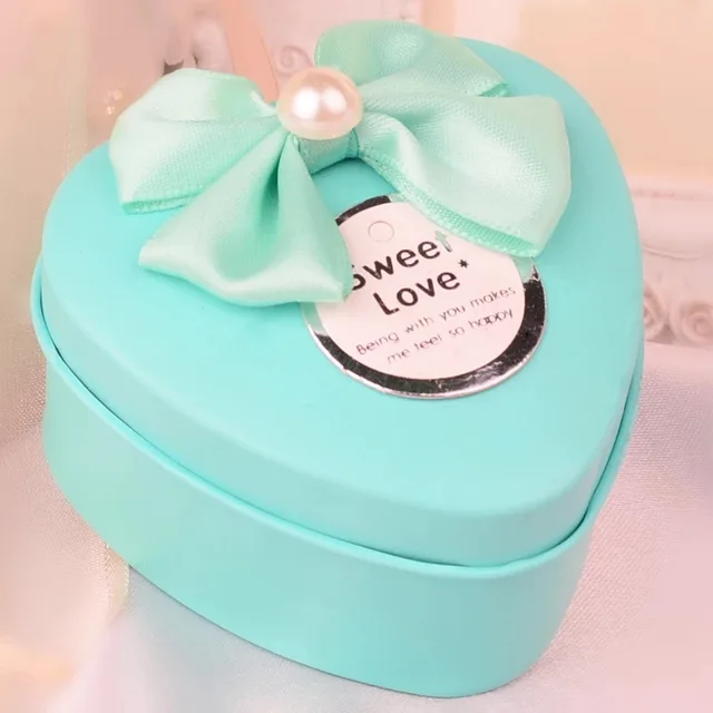 free shipping 100pcs lot tiffany blue tinplate heart candy jar with