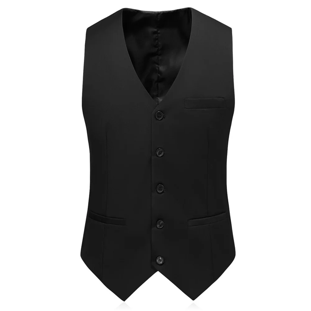 Мужской классический деловой Повседневный однотонный белый синий и черный свадебный костюм мужской костюм из трех предметов(пиджак+ жилет+ брюки