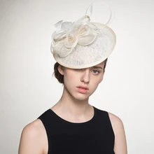 Fedoras Hats Women Elegant Flower Feather Fascinator Hat Cocktail Cap Lady Wedding Tea Party Church Hat Fedora Hair Accessories