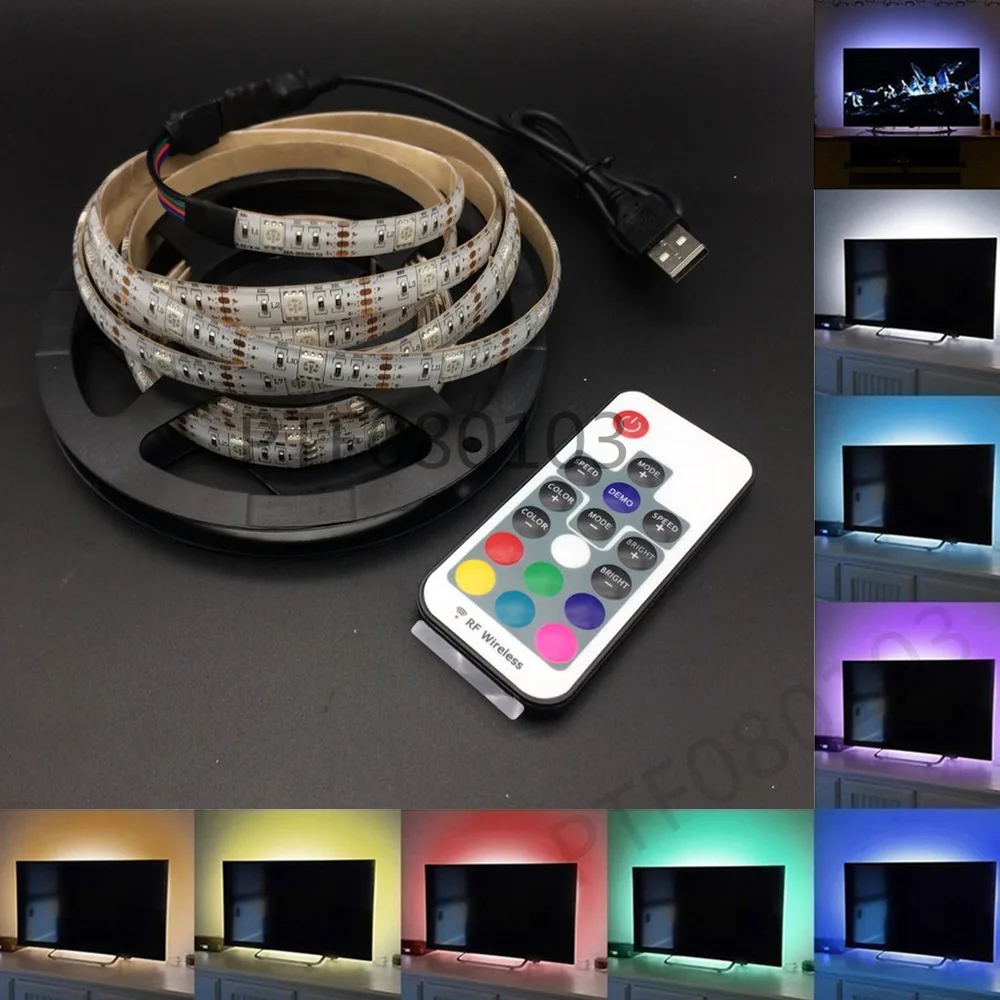 Светодиодная лента USB RGB 5050 30 светодиодов/м 5 в 1 м 2 3 4 HDTV TV настольный ЖК экран ПК