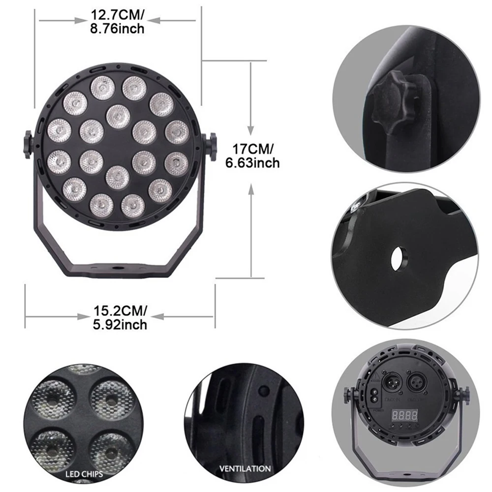 Aimkeeg 18 LED الأشعة فوق البنفسجية تأثيرات الإضاءة المهنية ضوء المرحلة ديسكو DJ العارض آلة حزب مع اللاسلكية التحكم عن بعد