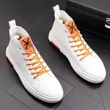 ERRFC/Новое поступление; зимняя мужская белая повседневная обувь; высокие ковбойские ботинки на шнуровке; мужская красная обувь для отдыха в стиле хип-хоп; трендовая обувь; размеры 38-43