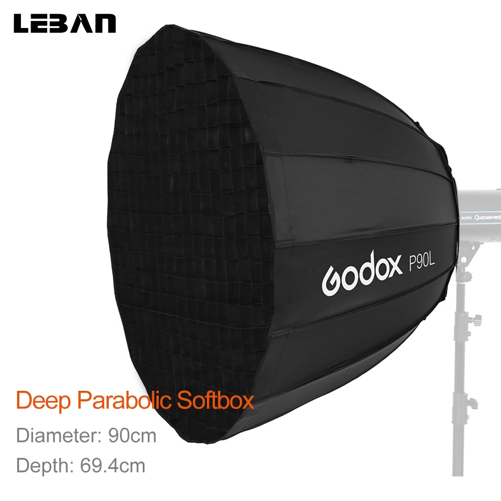 Портативный софтбокс Godox P90L с параболическим креплением 90 см + сетка P90 для
