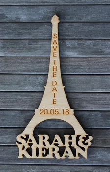 

Paris Tower / Paris themed Personalised Wooden SAVE THE DATE Fridge Magnets