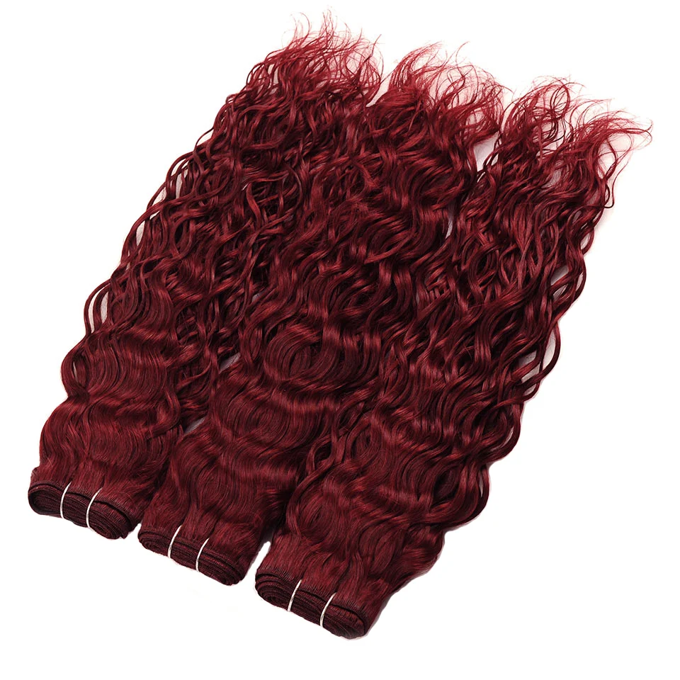 Pinshair, бордовые пряди, красные перуанские волнистые волосы, 3 пряди, 99J, 100 человеческие вплетаемые волосы для наращивания, толстые пряди, не реми волосы