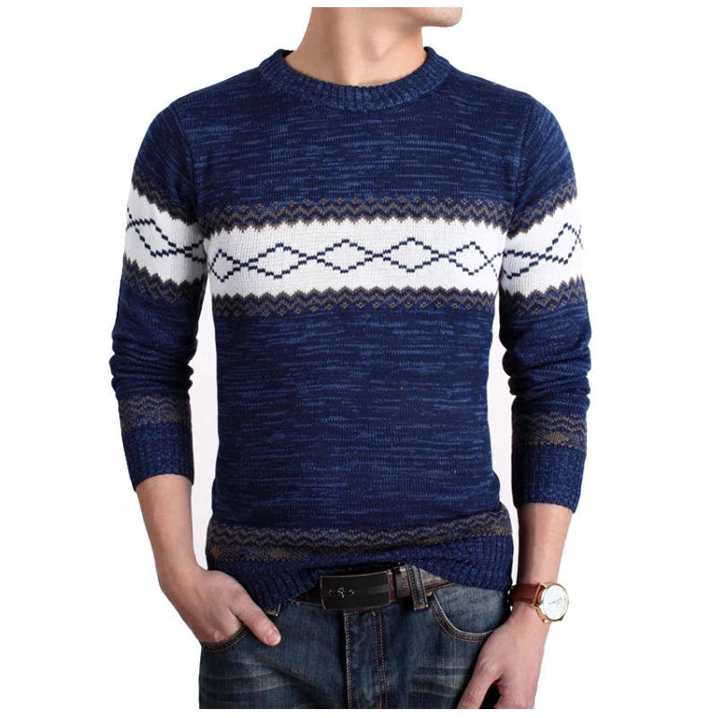 

2018 New Fashion Brand Casual Sweater O -Neck Striped Slim Fit Knitting Mens Sweaters And Pullovers Men Pullover Men M -Xxl