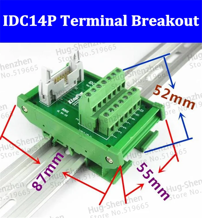 IDC14P IDC 14 Pin Male Connector to 14P Terminal Block Breakout Board ...