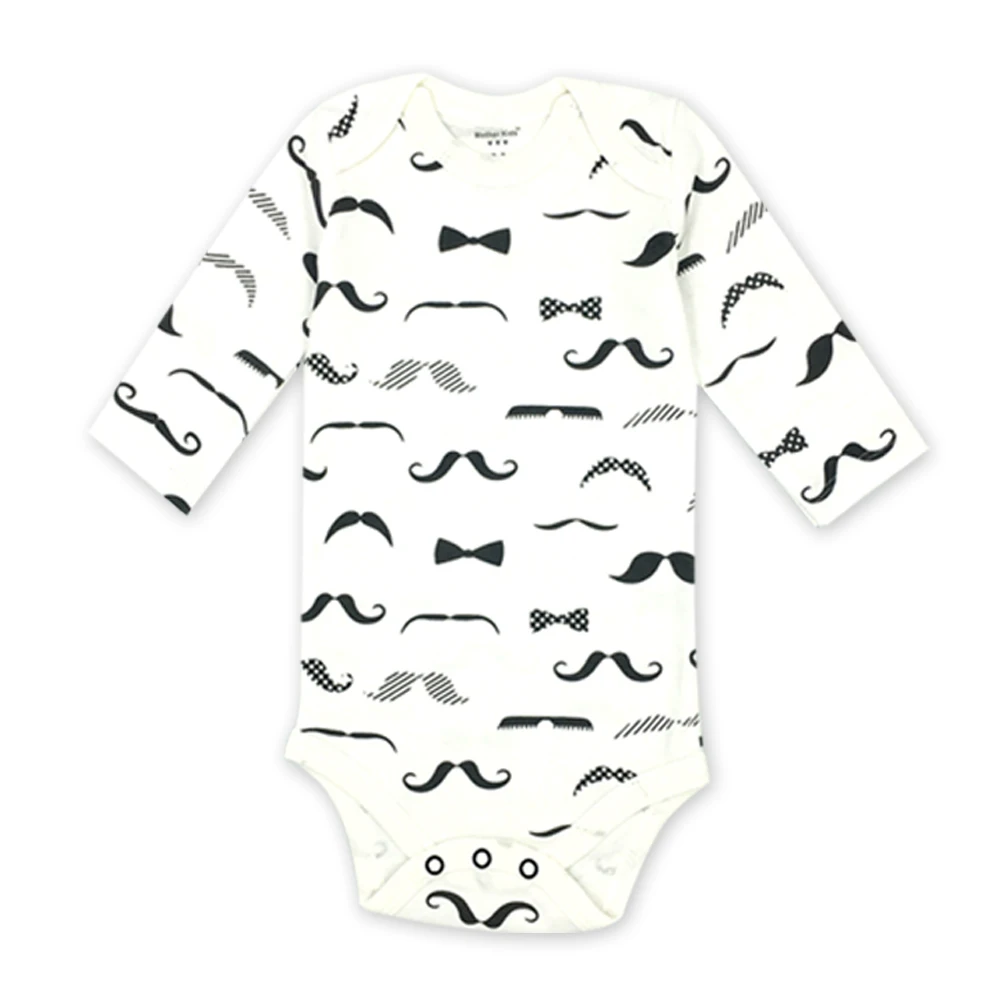 

Baby Girls Boys Clothes Newborn Romper Autumn Long Sleeve Cute Beard Style Print Infant Outfits 0-24M