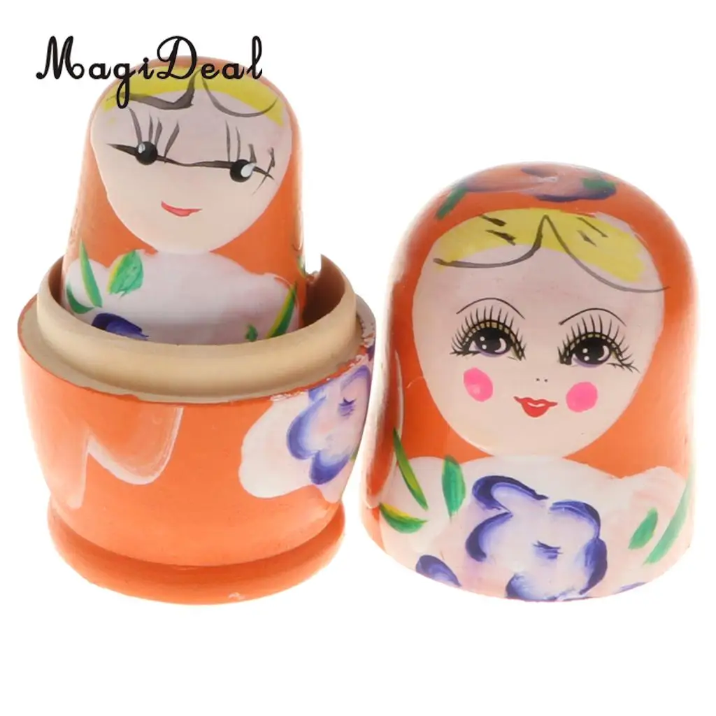 5PCS Wooden Russian Nesting Dolls Matryoshka Stacking Nested Dolls Toys Christmas Gifts Home Decoration for DIY Hand Painted