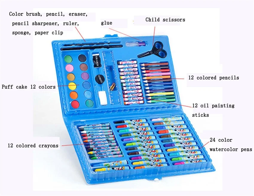 	Drawing Coloring Watercolor Pen Crayon Coloured Pencils Oil paintings Suit Stationery Set Children's art supplies