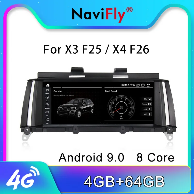 NaviFly 4G ram ips Android 9,0 автомобильный dvd gps плеер для BMW X3 F25/X4 F26 2011- CIC NBT система ID7 gps навигация ips wifi