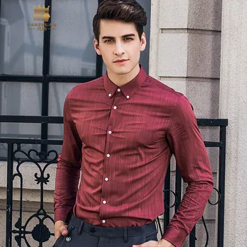 

FANZHUAN free shipping Men'S male man 2018 New Temperament Slim Personality 97% cotton Long-Sleeved sharp collar Shirt 822022