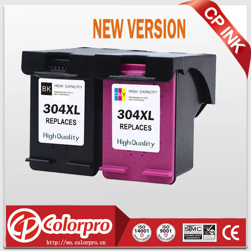 

CP 304 Replacement for HP304 304XL New Version Ink Cartridge for Deskjet 3720 2620 2630 2632, HP Envy 5000 printer (1BK/1C)