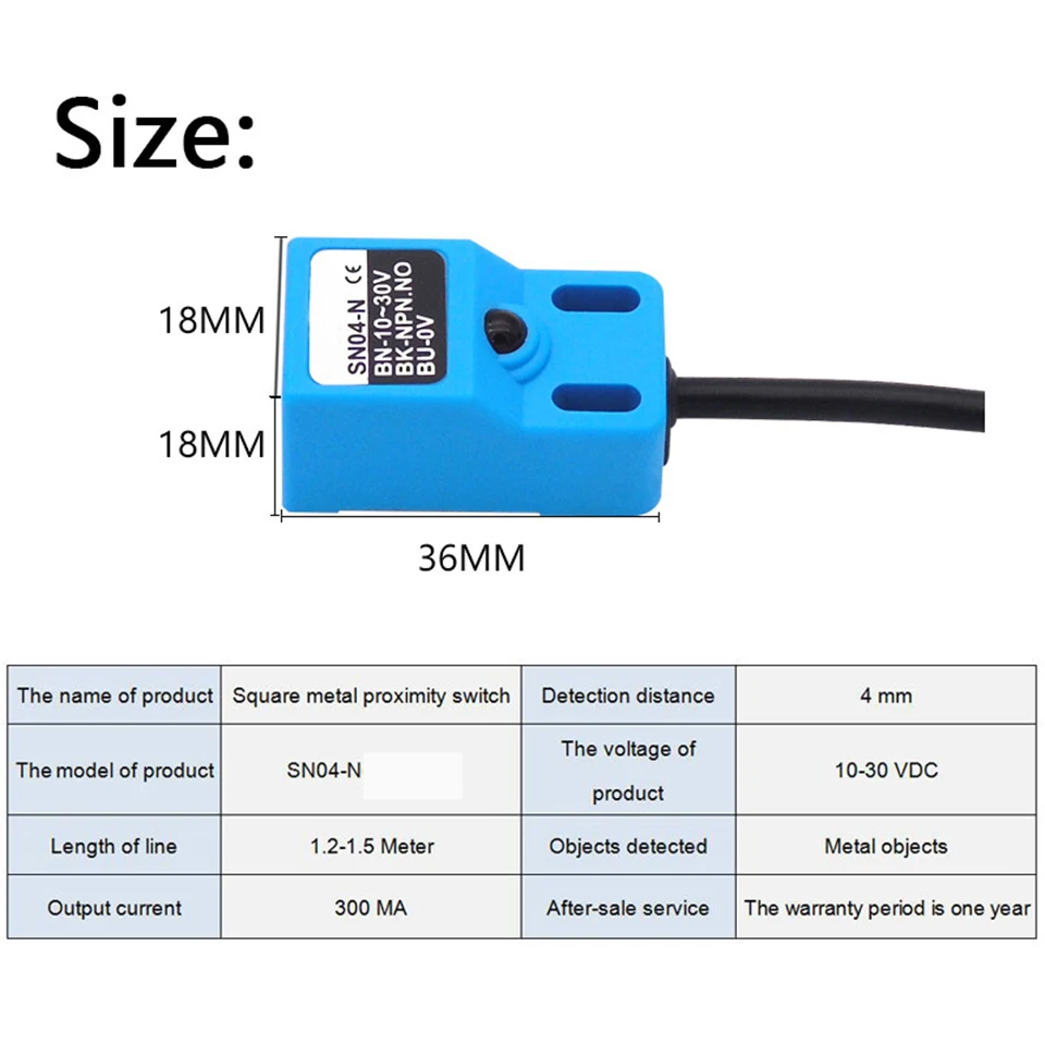 Metal Detection Sensor SN04-N 4mm SN04-N NPN NO 3-Wire DC Inductive Proximity Sensor Detector Sensitive Proximity Sensors Switch