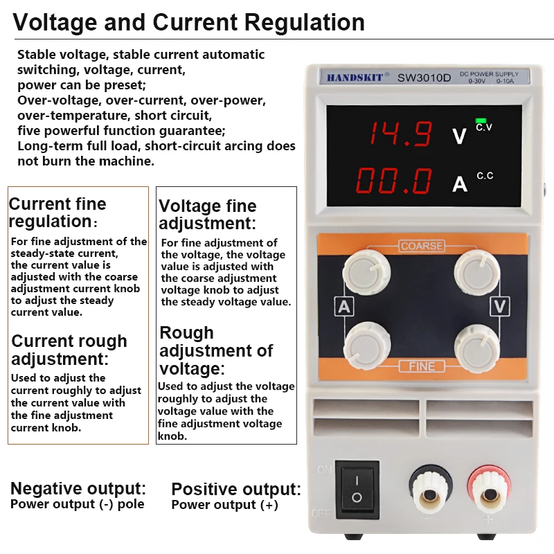 Регулируемый 30V 10A 110 V 220 источник питания SW3010D цифровой регулятор постоянного