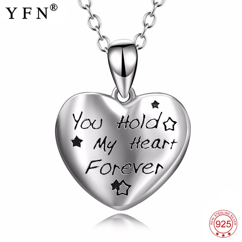 925 Sterling Silver Necklace Women "You Hold My Heart Forever" Choker