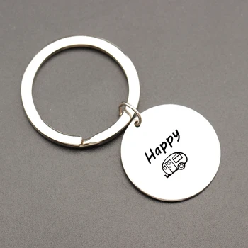

A gift for campers Alloy Keyring Camping tents Keychain Round Card Keyfob Go camping with good friends